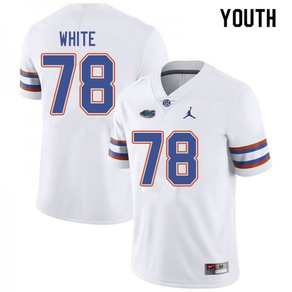 Jordan Brand Youth #78 Ethan White Florida Gators College Football Jerseys White